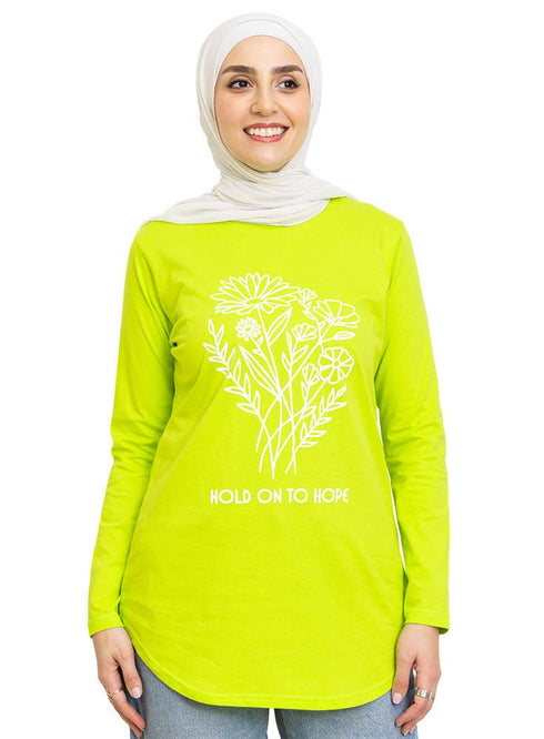 Lime Punch Printed Long - Sleeve Design 4 - Khotwh